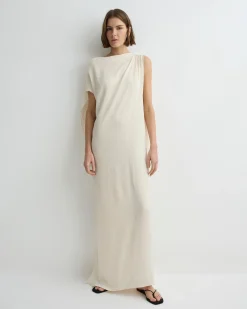 Ardea Asymmetric Maxi Dress - Pearl