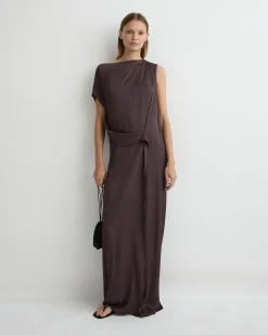 Ardea Draped Dress - Mocha