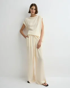 Ardea Draped Shoulder Top - Pearl