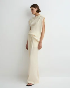 Ardea Draped Shoulder Top - Pearl