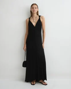 Ardea Twist Shoulder Maxi Dress - Black