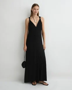 Ardea Twist Shoulder Maxi Dress - Black