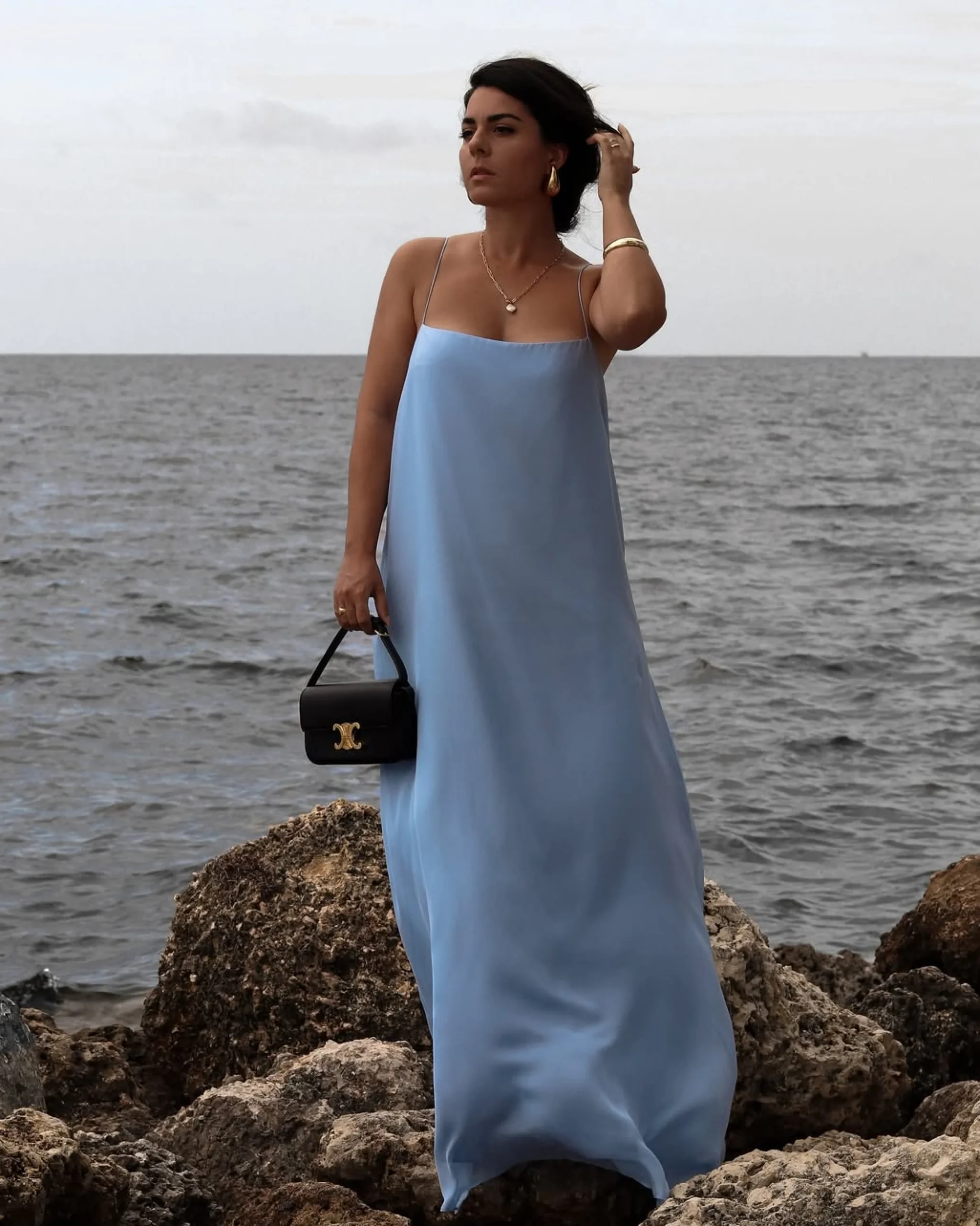 Capri Silk Cami Dress - Sky