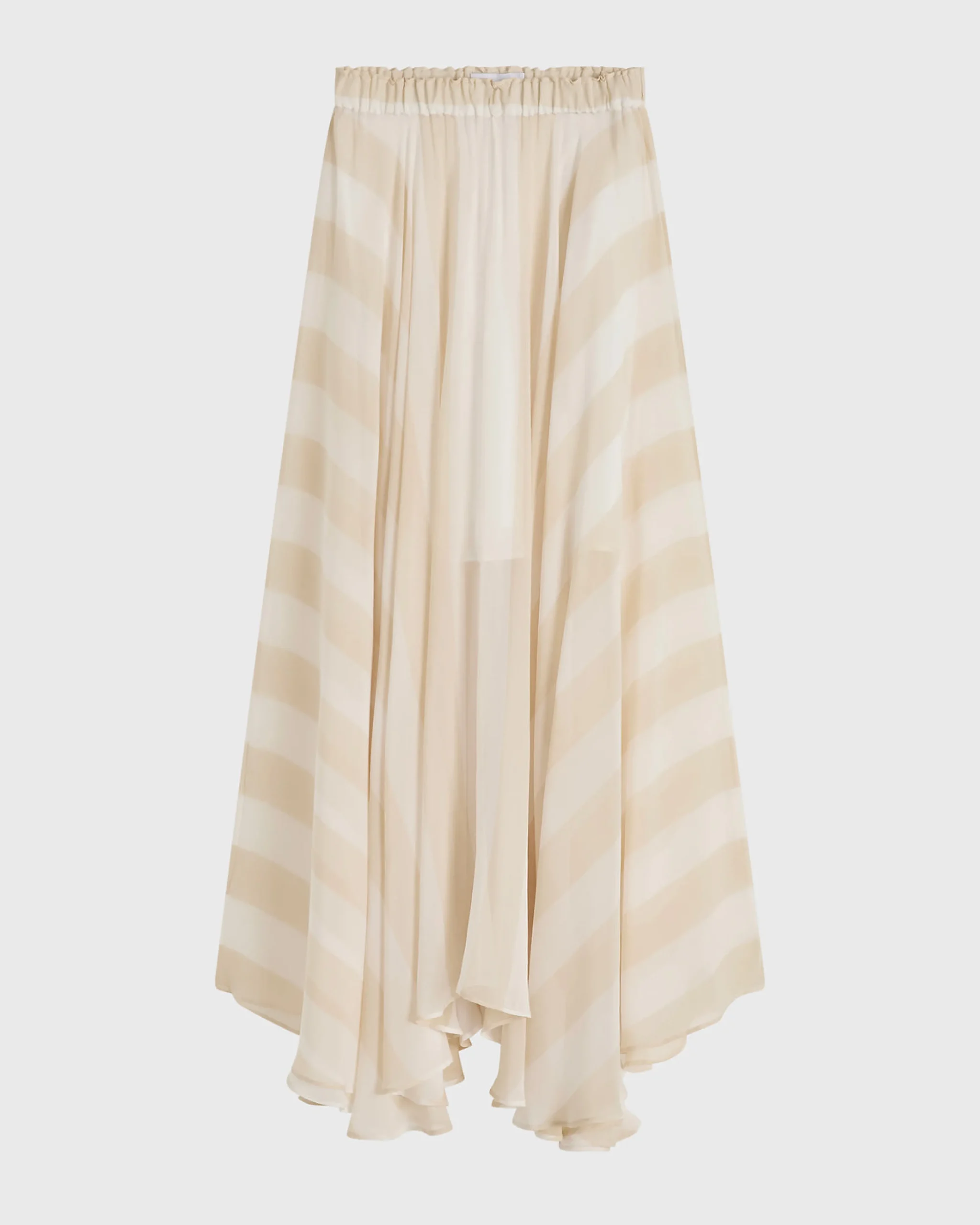 Capri Silk Circle Skirt - Ecru Stripe