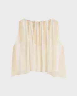 Capri Silk Gathered Top - Ecru Stripe