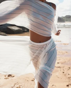 Capri Silk Kimono Top - Smoke Stripe