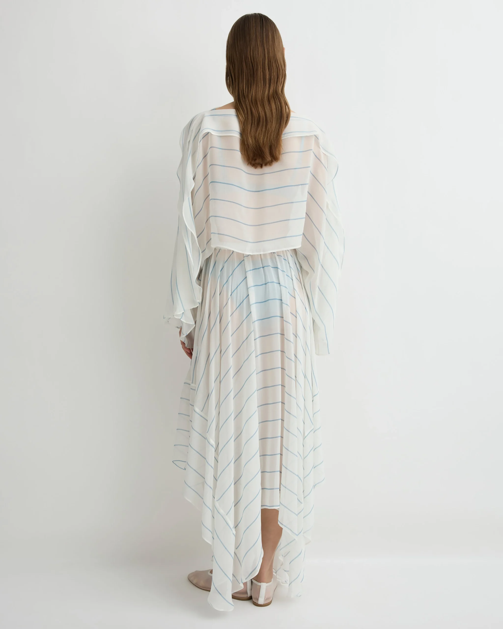 Capri Silk Kimono Top - Smoke Stripe