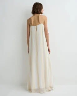 Capri Silk Slip Dress - Ecru Stripe
