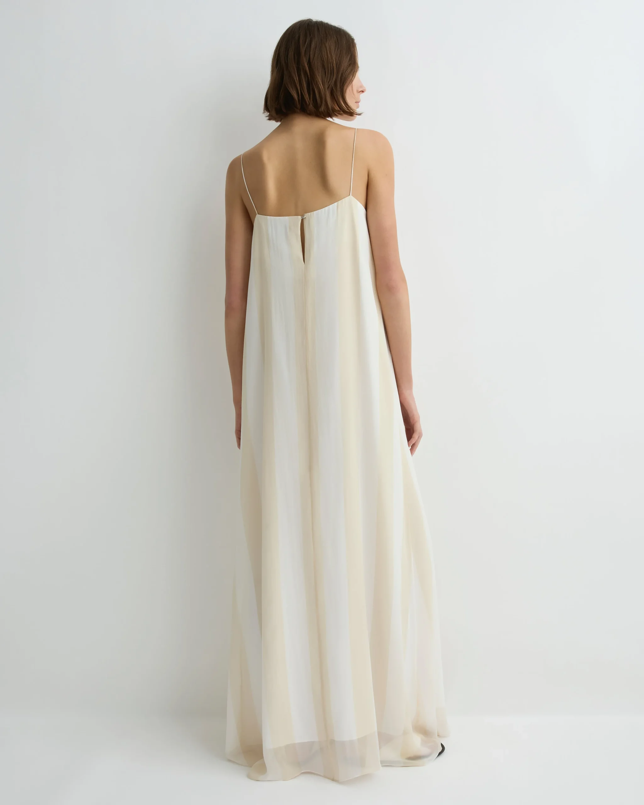Capri Silk Slip Dress - Ecru Stripe