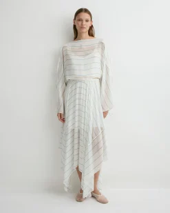 Capri Silk Square Skirt - Smoke Stripe