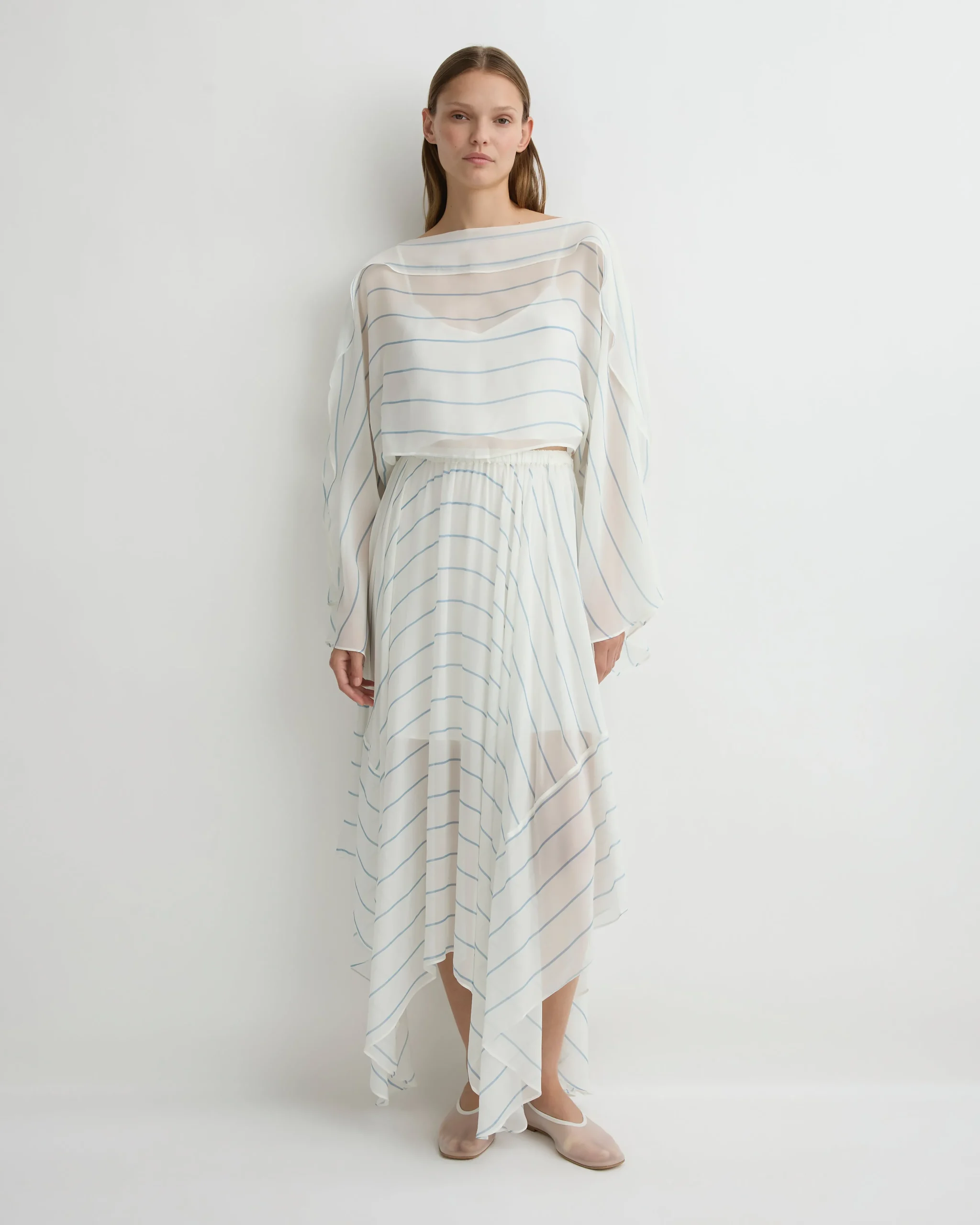 Capri Silk Square Skirt - Smoke Stripe