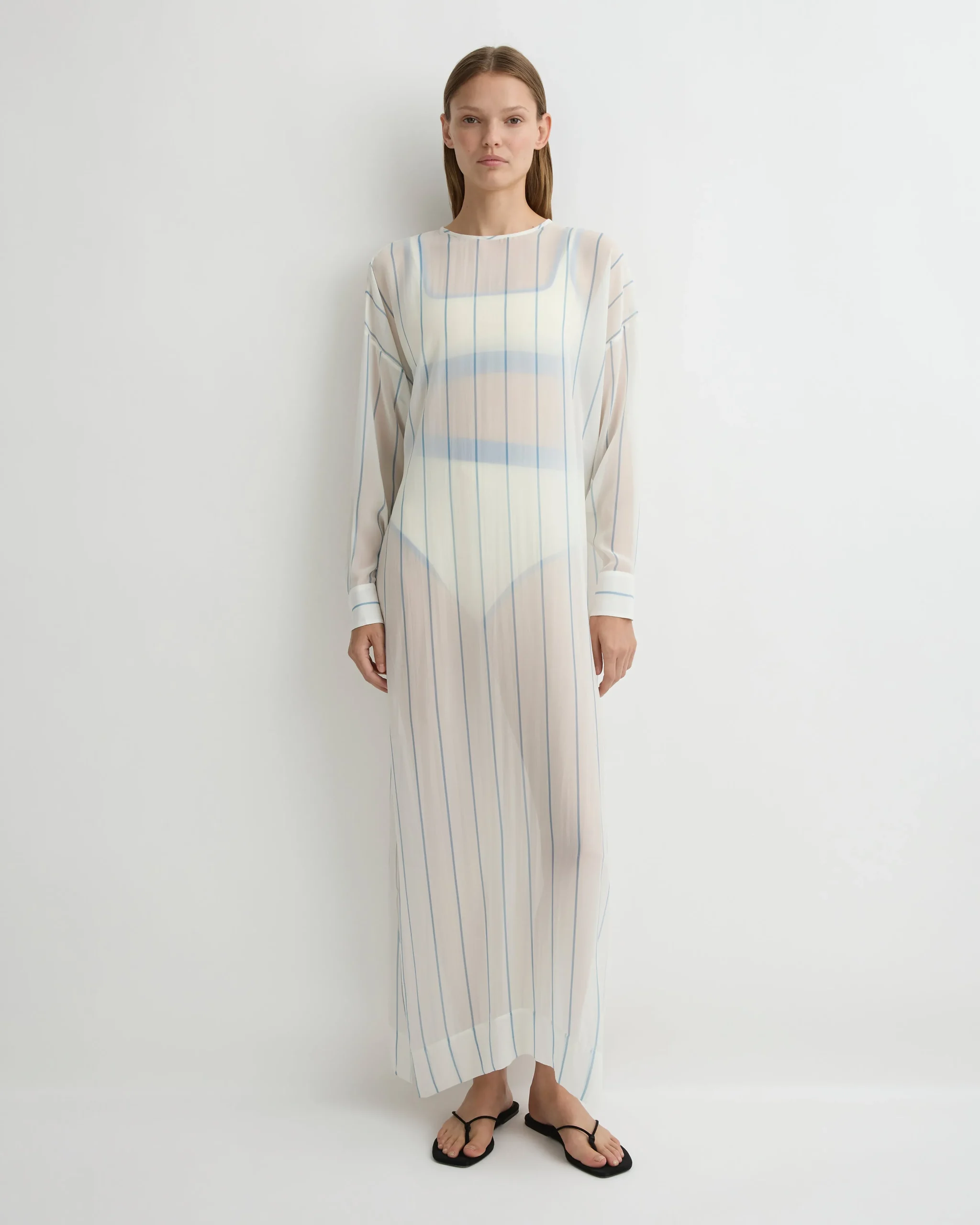 Capri Silk Tunic Dress - Smoke Stripe