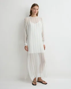 Capri Silk Tunic Dress - Smoke Stripe