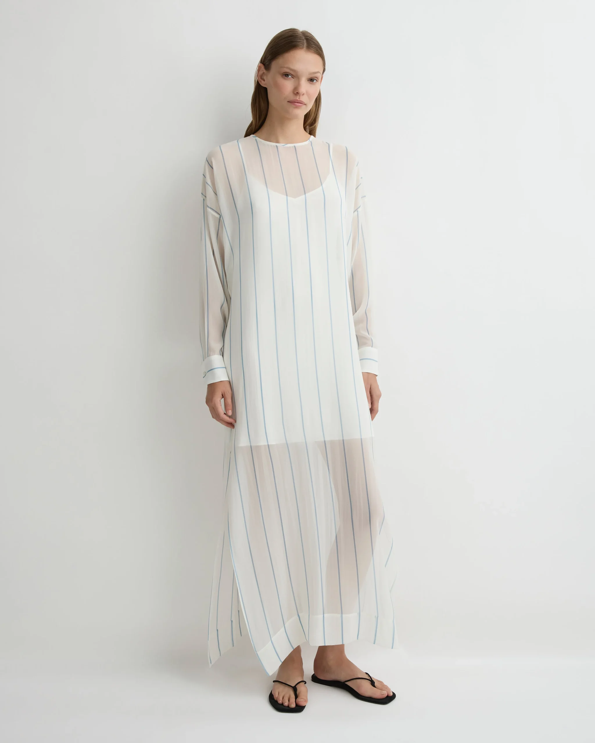 Capri Silk Tunic Dress - Smoke Stripe