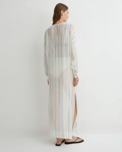 Capri Silk Tunic Dress - Smoke Stripe