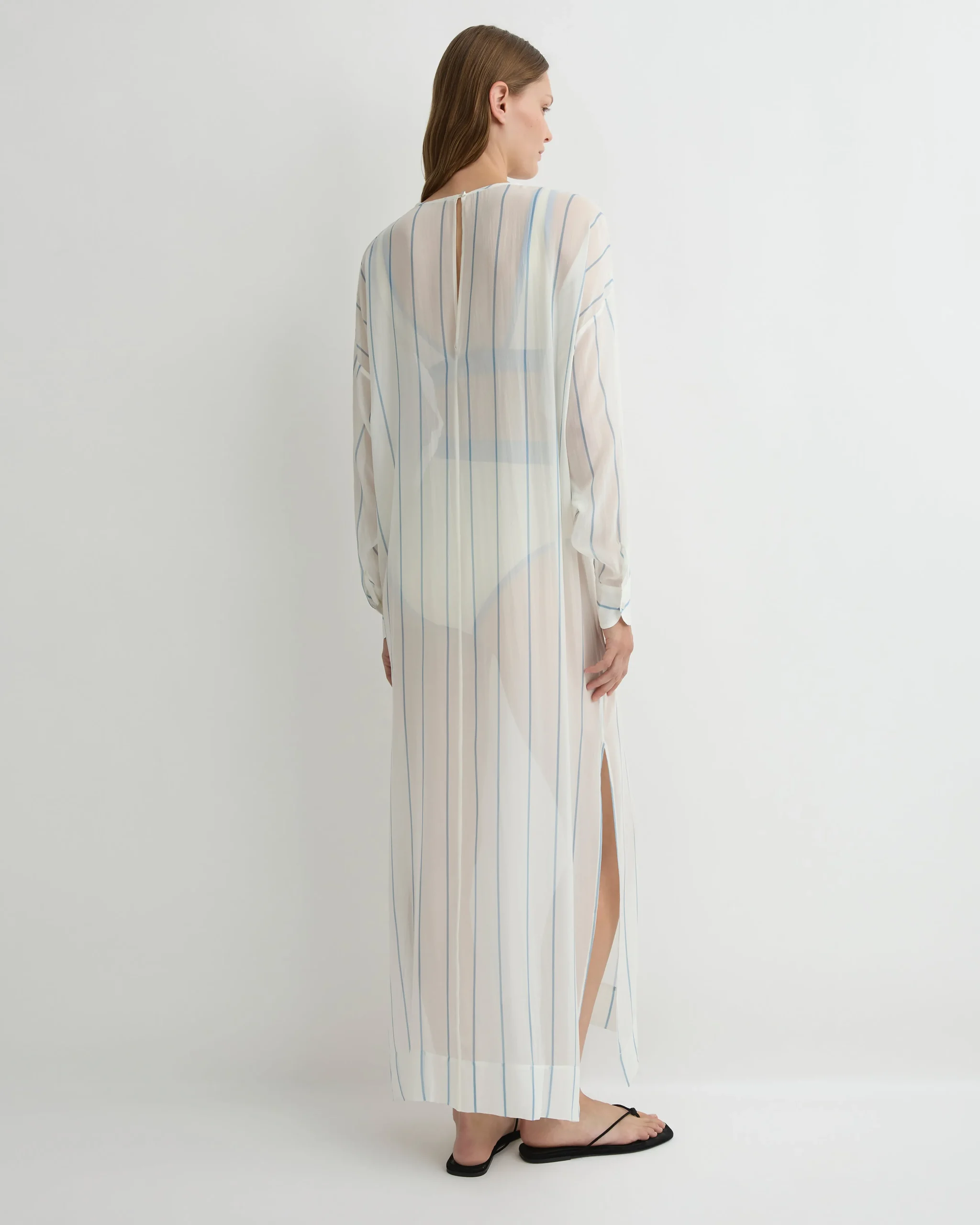 Capri Silk Tunic Dress - Smoke Stripe