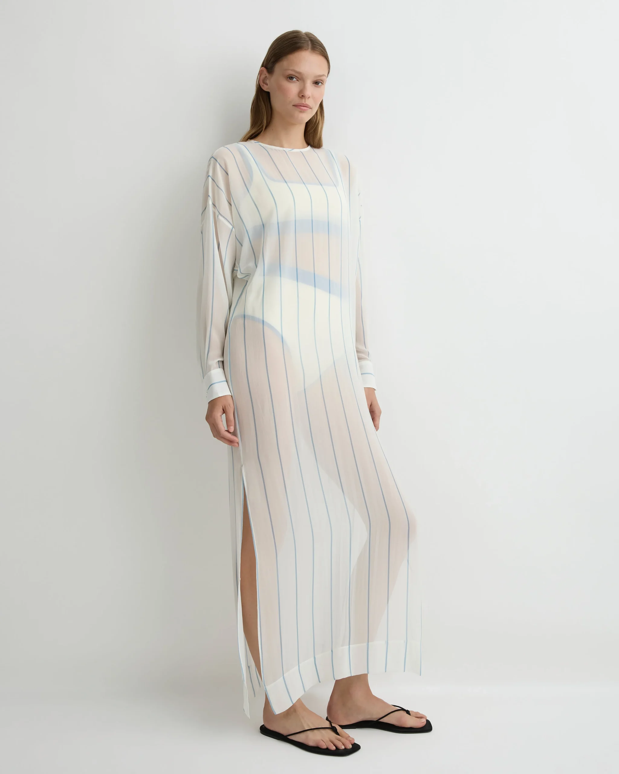 Capri Silk Tunic Dress - Smoke Stripe