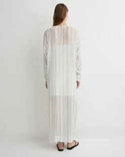 Capri Silk Tunic Dress - Smoke Stripe