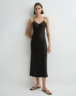 Como Long Bias Slip Dress - Black