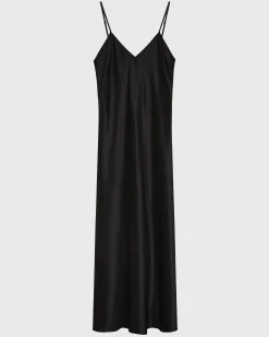 Como Long Bias Slip Dress - Black