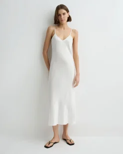 Como Long Bias Slip Dress - White
