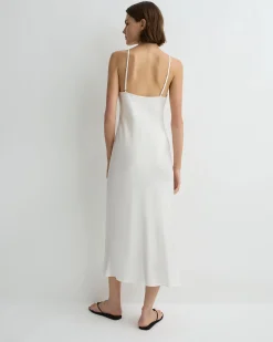 Como Long Bias Slip Dress - White