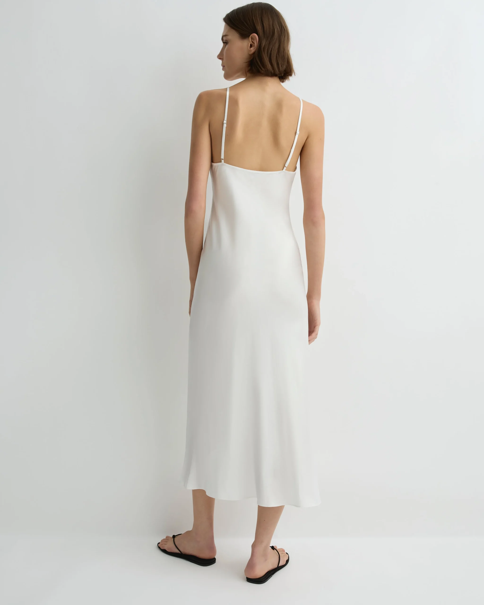 Como Long Bias Slip Dress - White