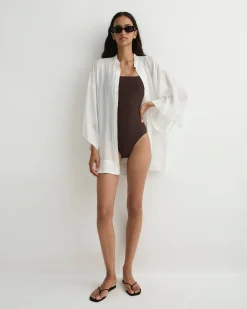 Cremona Mini Kimono Coverup - White