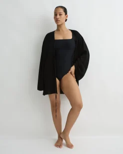 Cremona Tie-Front Mini Coverup - Black