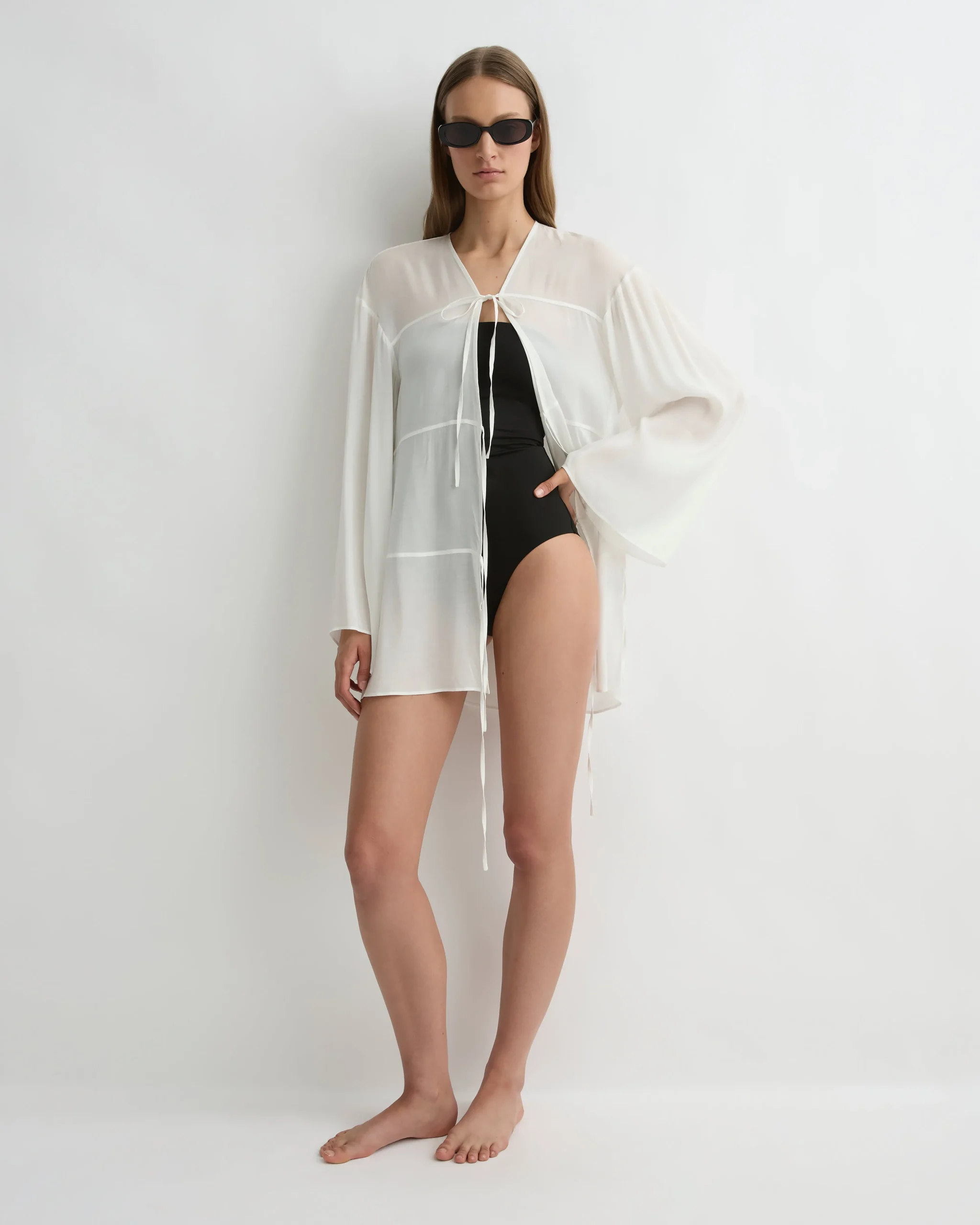 Cremona Tie-Front Mini Coverup - White