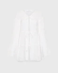 Cremona Tie-Front Mini Coverup - White