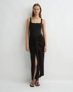 Cremona Tie-Front Sarong - Black