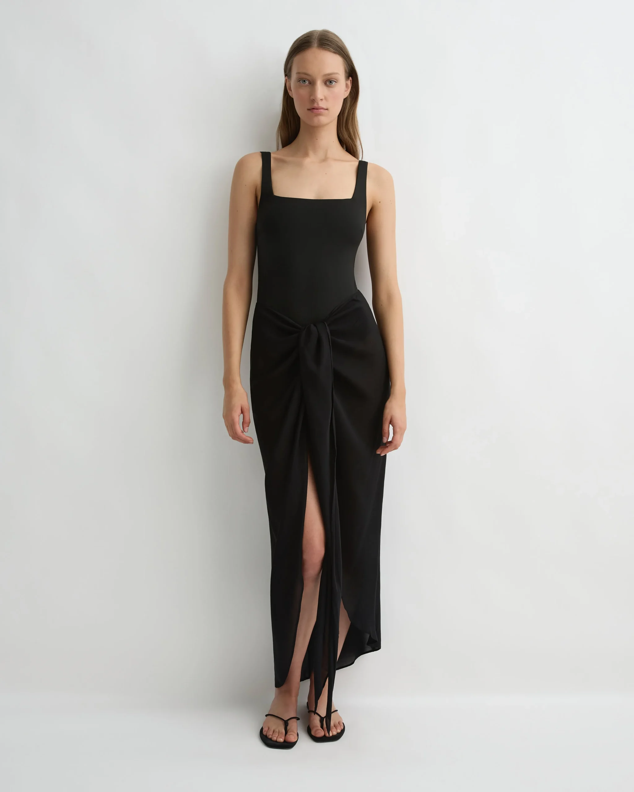 Cremona Tie-Front Sarong - Black