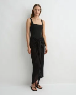 Cremona Tie-Front Sarong - Black