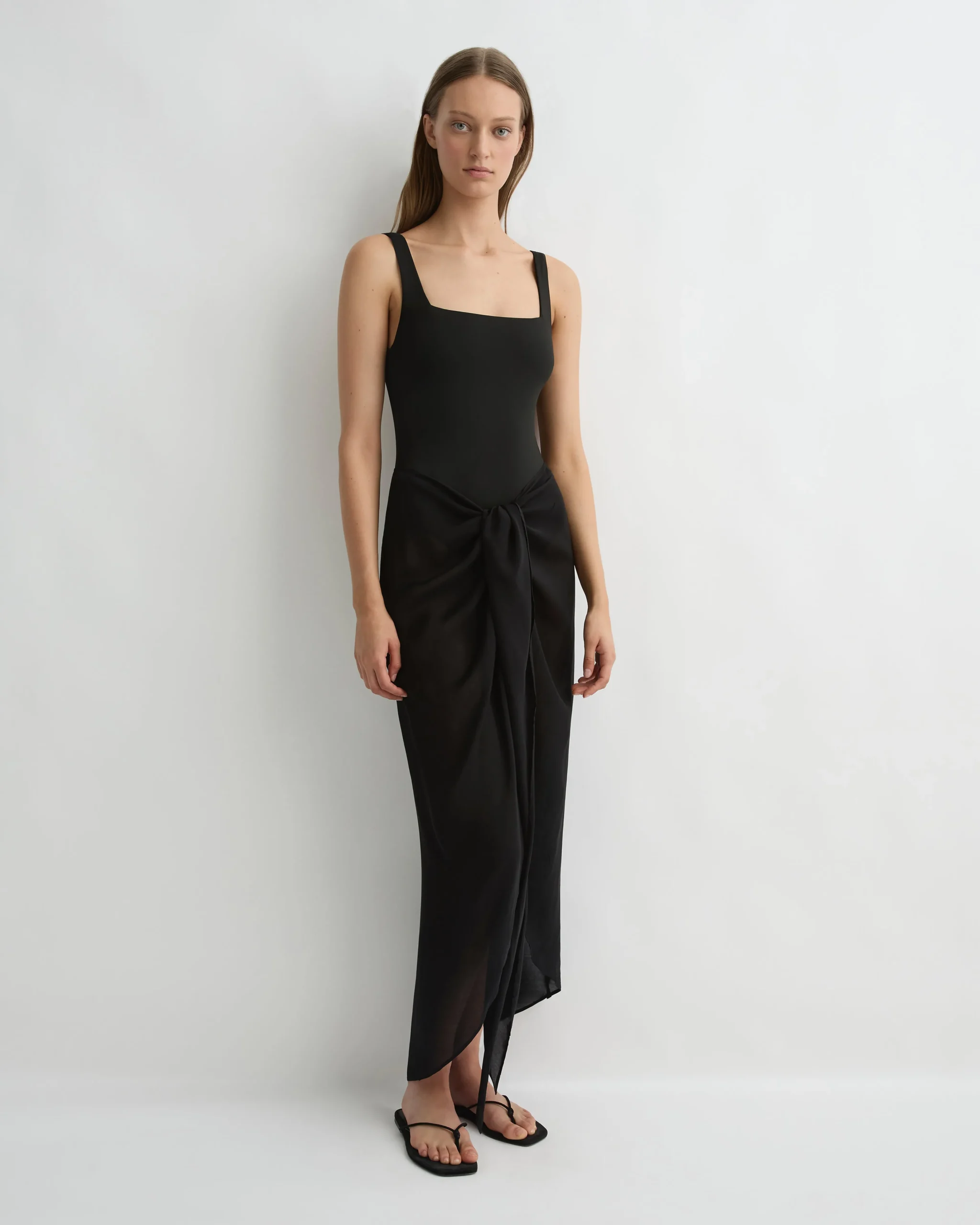 Cremona Tie-Front Sarong - Black