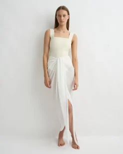 Cremona Tie-Front Sarong - White