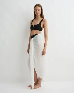 Cremona Tie-Front Sarong - White