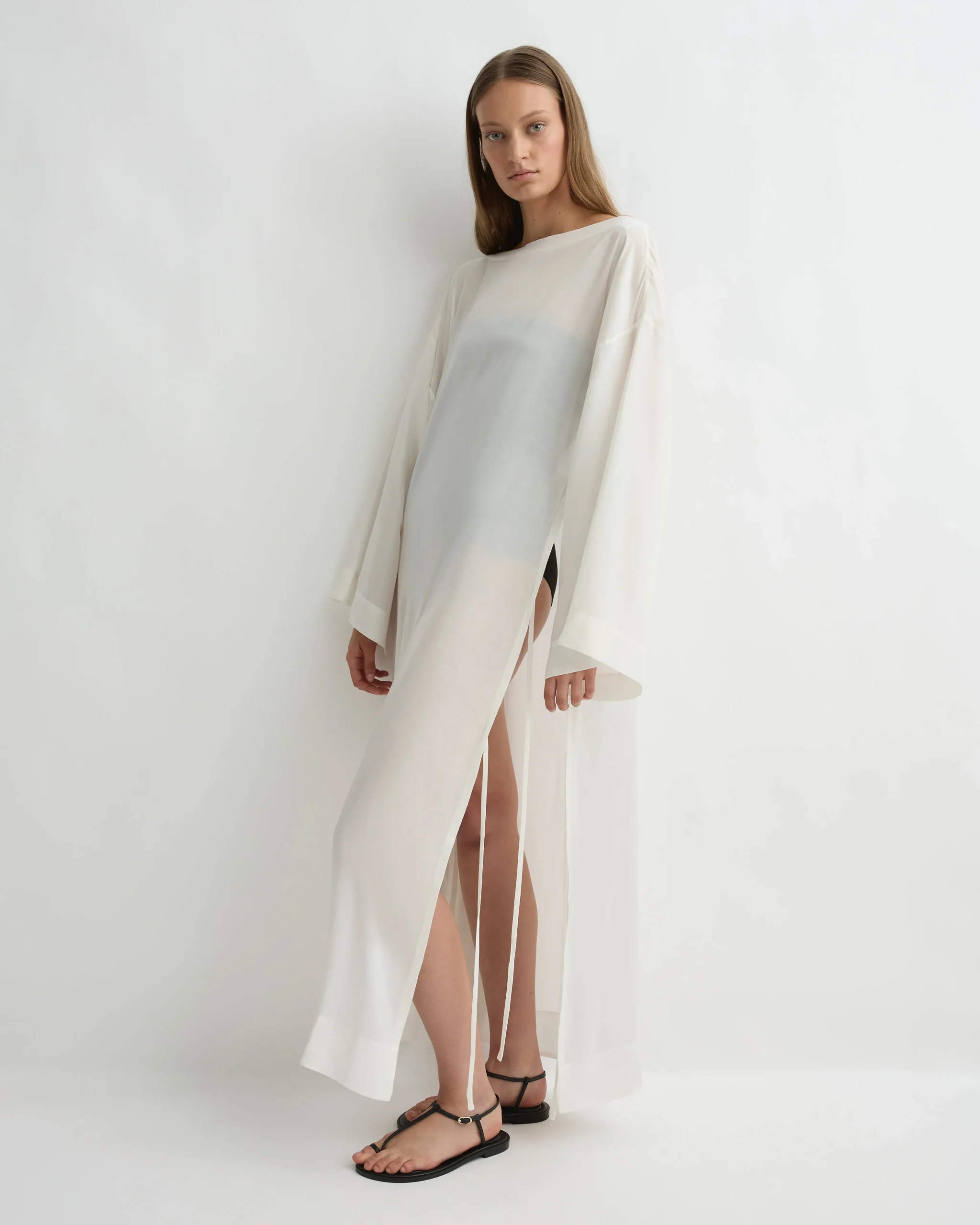 Cremona Tie-Side Maxi Coverup - White