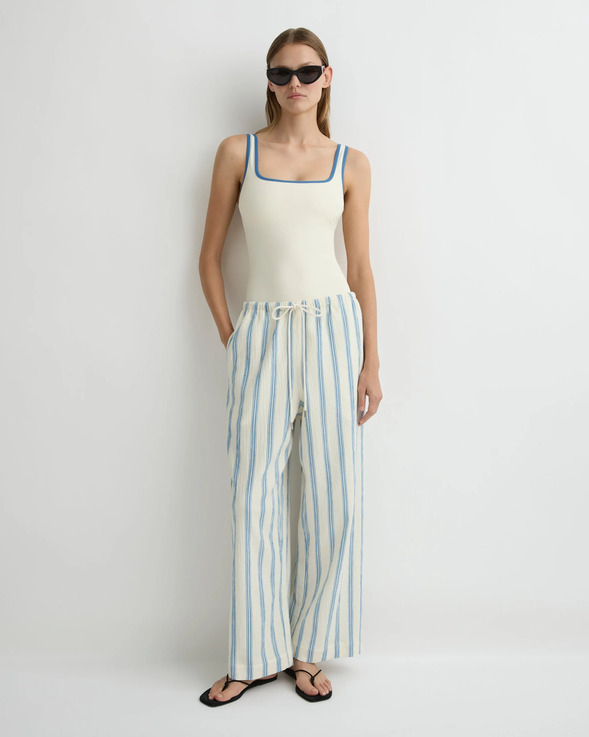 Finn Drawstring Pant - Dusk Stripe