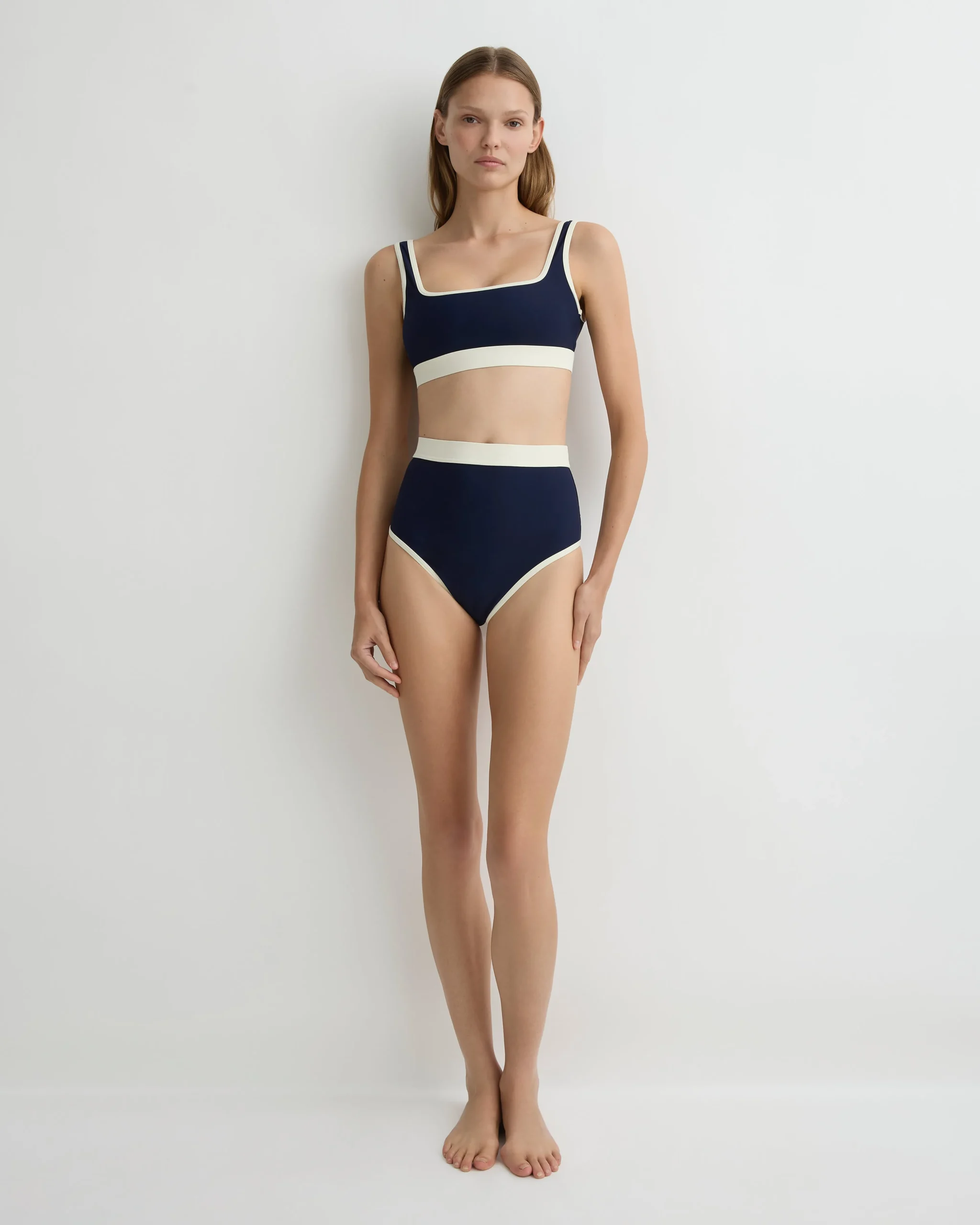 Hayden Bikini Top - Navy & Pearl (Sculpteur®)
