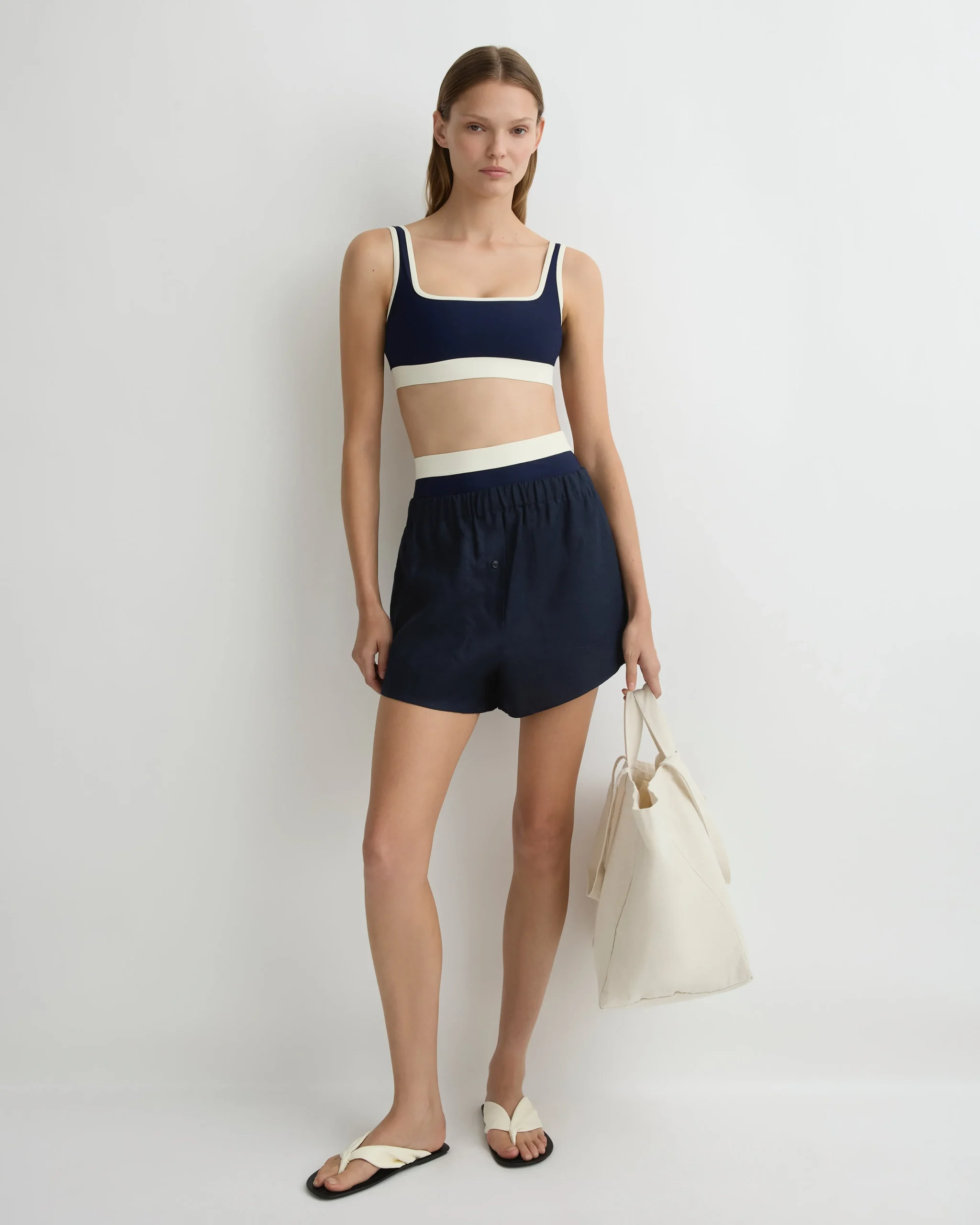 Hayden Bikini Top - Navy & Pearl (Sculpteur®)