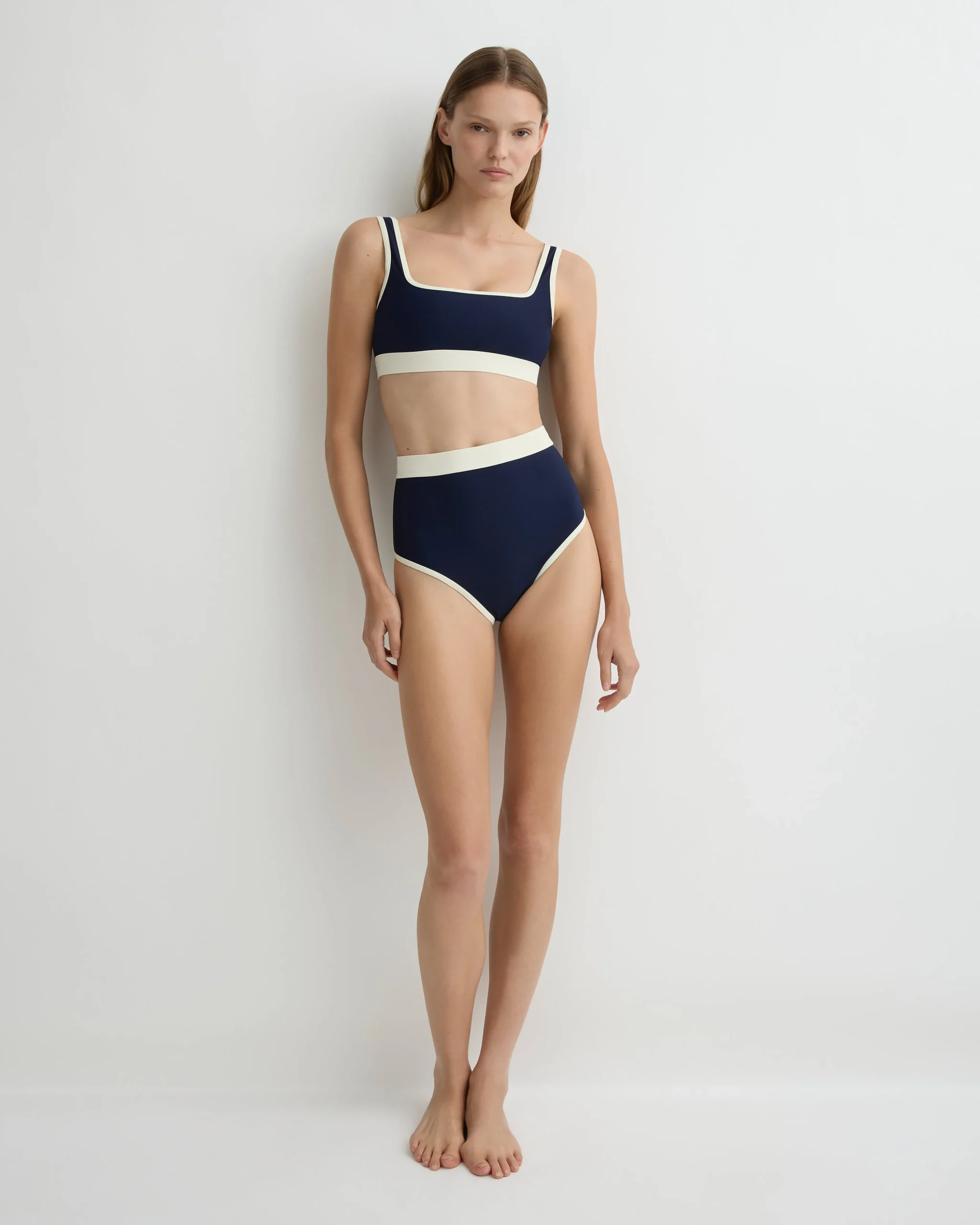 Jayde Bikini Bottom - Navy & Pearl (Sculpteur®)