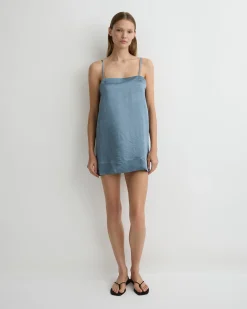 Kobe Mini Slip Dress - Steel Blue