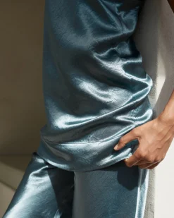 Kobe Mini Slip Dress - Steel Blue