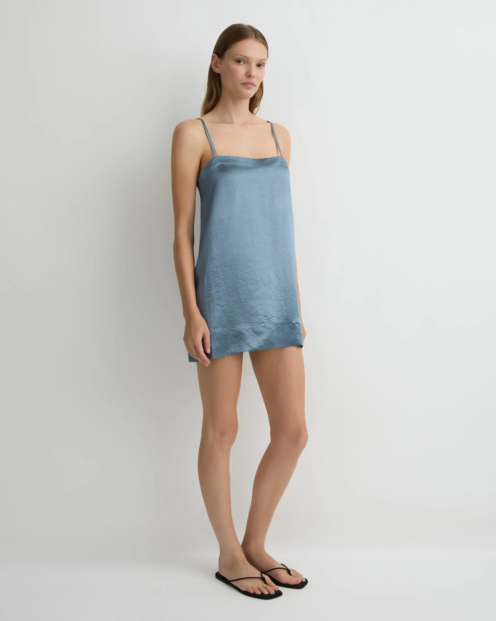 Kobe Mini Slip Dress - Steel Blue