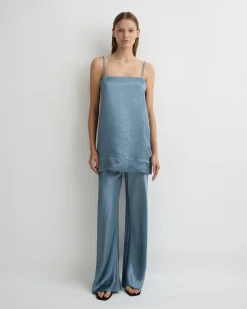 Kobe Mini Slip Dress - Steel Blue