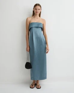 Kobe Strapless Maxi Dress - Steel Blue