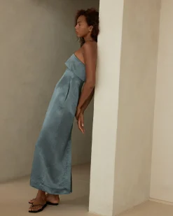 Kobe Strapless Maxi Dress - Steel Blue