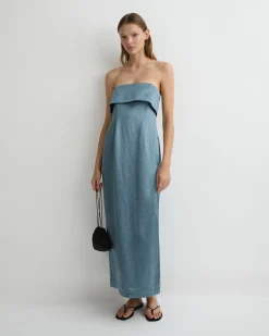 Kobe Strapless Maxi Dress - Steel Blue