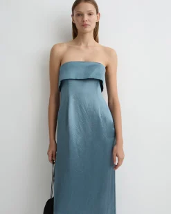 Kobe Strapless Maxi Dress - Steel Blue